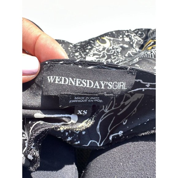 Wednesday's Girl Slip Dress Women's Extra Small Black Celestial Print Cowl Neck - Picture 5 of 7